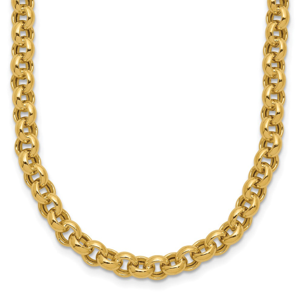 14K Gelbgold 18 Zoll 5mm Poliert Fantasie Erbs Glieder Halskette