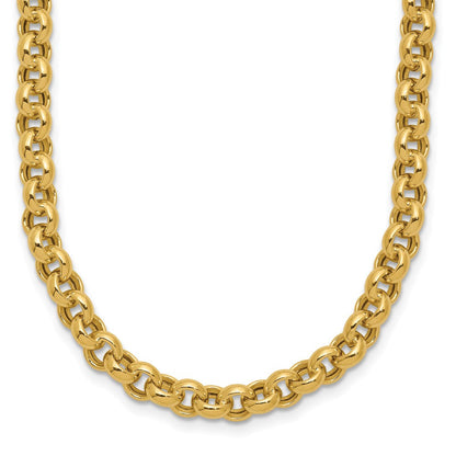 14K Gelbgold 18 Zoll 5mm Poliert Fantasie Erbs Glieder Halskette