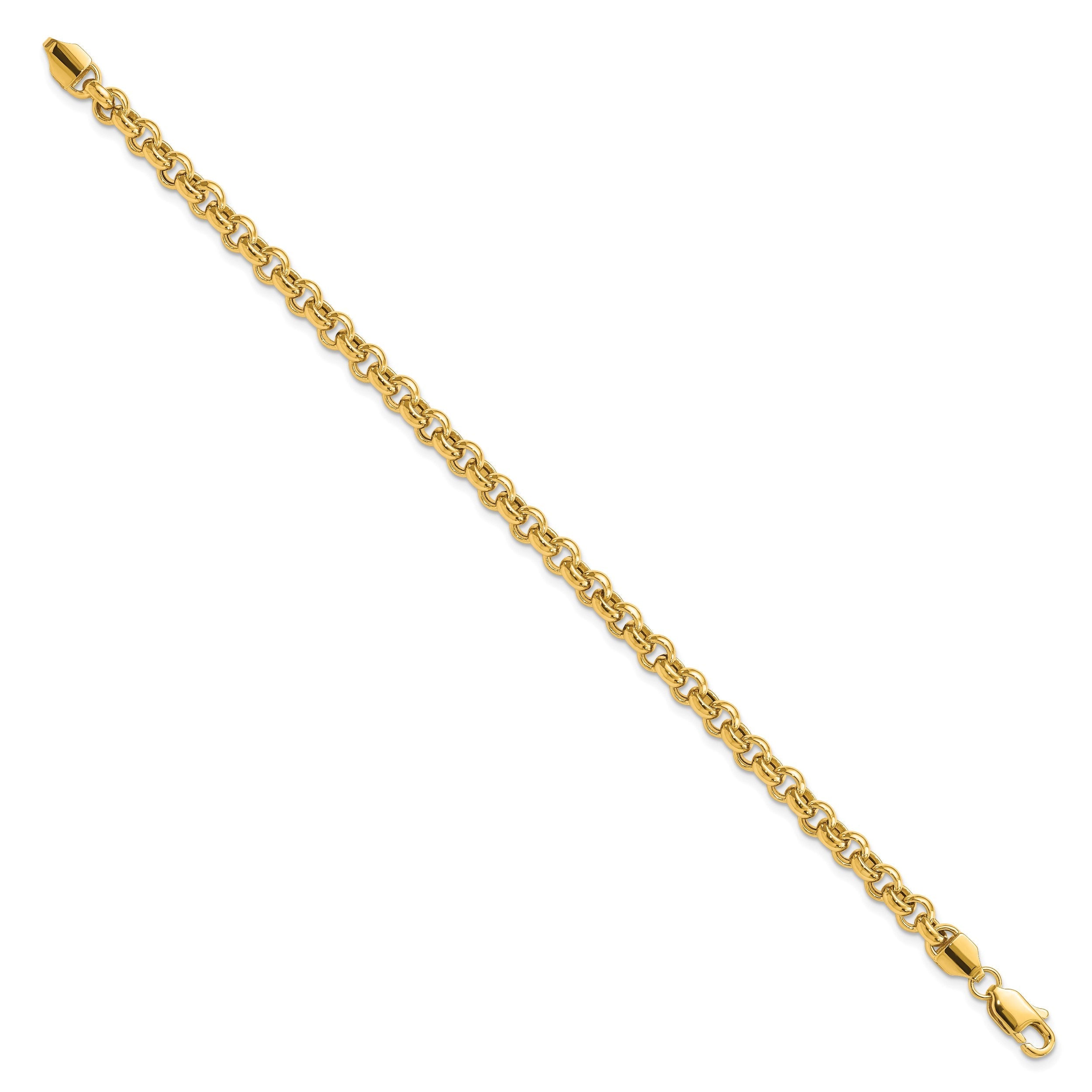 14K 7.5 Zoll 5mm Poliert Fantasie Erbs Glieder Armband