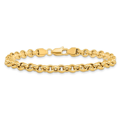 14K 7.5 Zoll 5mm Poliert Fantasie Erbs Glieder Armband