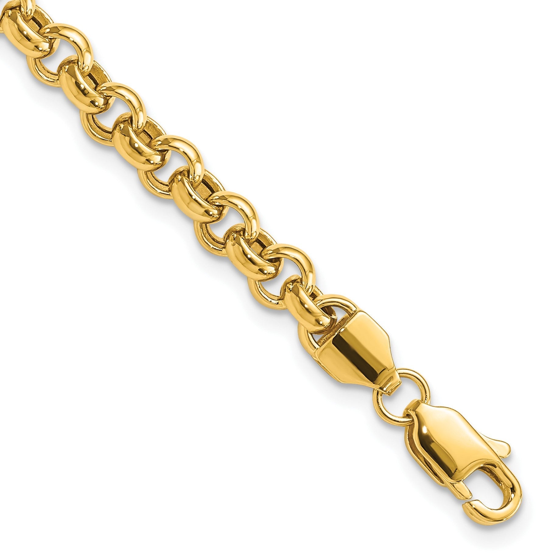 14K 7.5 Zoll 5mm Poliert Fantasie Erbs Glieder Armband