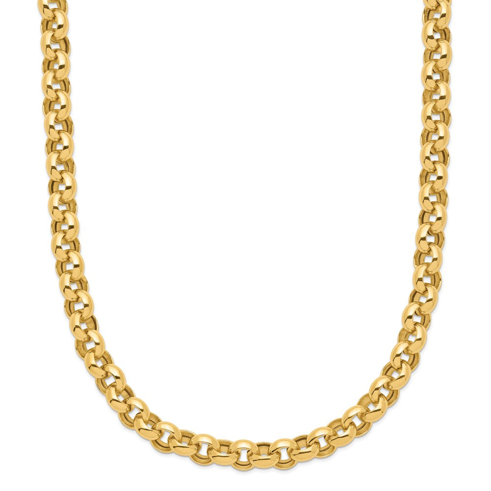 14K Gelbgold 18 Zoll 7mm Poliert Fantasie Erbs Glieder Halskette