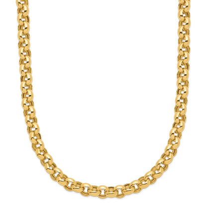 14K Gelbgold 18 Zoll 7mm Poliert Fantasie Erbs Glieder Halskette