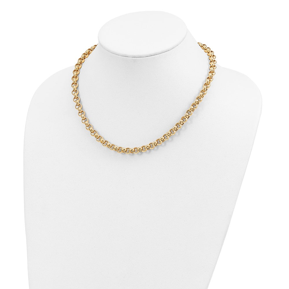 14K Gelbgold 18 Zoll 7mm Poliert Fantasie Erbs Glieder Halskette