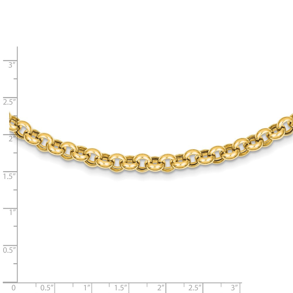 14K Gelbgold 18 Zoll 7mm Poliert Fantasie Erbs Glieder Halskette