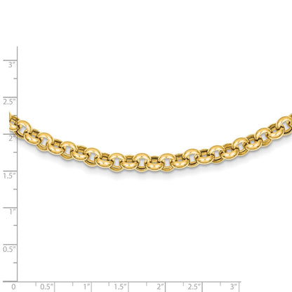 14K Gelbgold 18 Zoll 7mm Poliert Fantasie Erbs Glieder Halskette