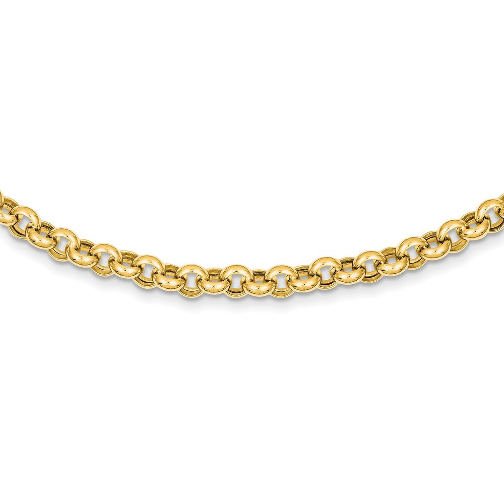 14K Gelbgold 18 Zoll 7mm Poliert Fantasie Erbs Glieder Halskette