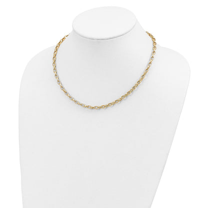 14K Gelbgold 18 Zoll 4.5mm Poliert Fantasieglieder Halskette