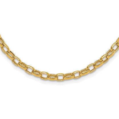 14K Gelbgold 18 Zoll 4.5mm Poliert Fantasieglieder Halskette