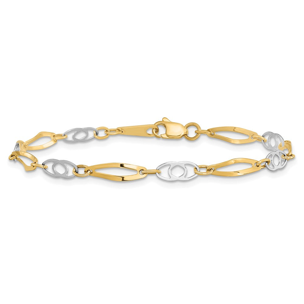 7 Zoll 14K Bicolor 7 Zoll Poliert Fantasieglieder Armband