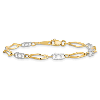 7 Zoll 14K Bicolor 7 Zoll Poliert Fantasieglieder Armband