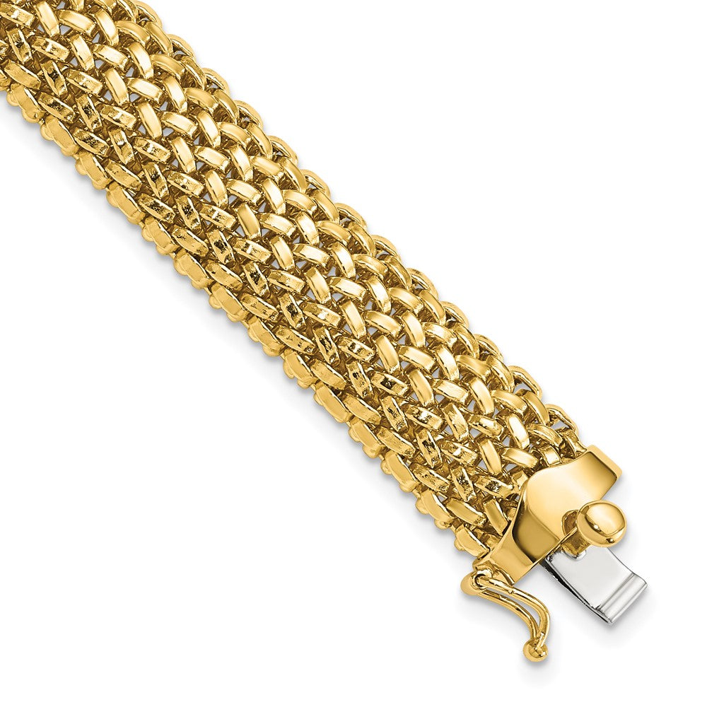 7.25 Zoll 14K 7.25 Zoll 12.5mm Poliert Netz Armband
