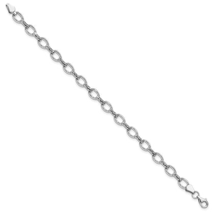 7 Zoll 14K Weißgold 7 Zoll Diamantiert Poliert Fantasie Armband