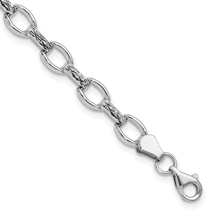 7 Zoll 14K Weißgold 7 Zoll Diamantiert Poliert Fantasie Armband