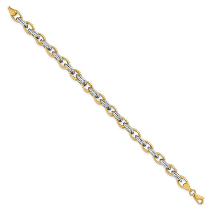 14K Bicolor Fantasie Hohl Glieder Gliederarmband