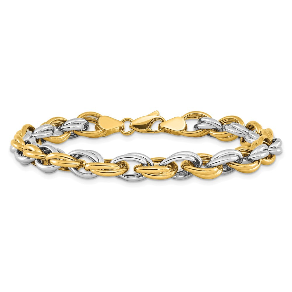 14K Bicolor Fantasie Hohl Glieder Gliederarmband