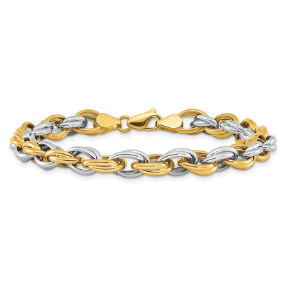 14K Bicolor Fantasie Hohl Glieder Gliederarmband