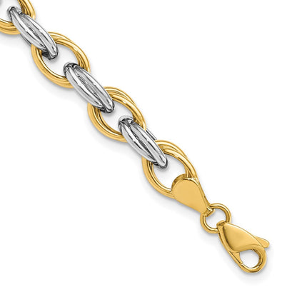 14K Bicolor Fantasie Hohl Glieder Gliederarmband