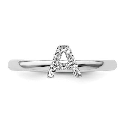 14K Weißgold Stapelbar Diamant Initiale A Größe 7 Ring