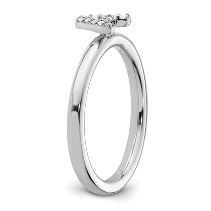 14K Weißgold Stapelbar Diamant Initiale A Größe 7 Ring