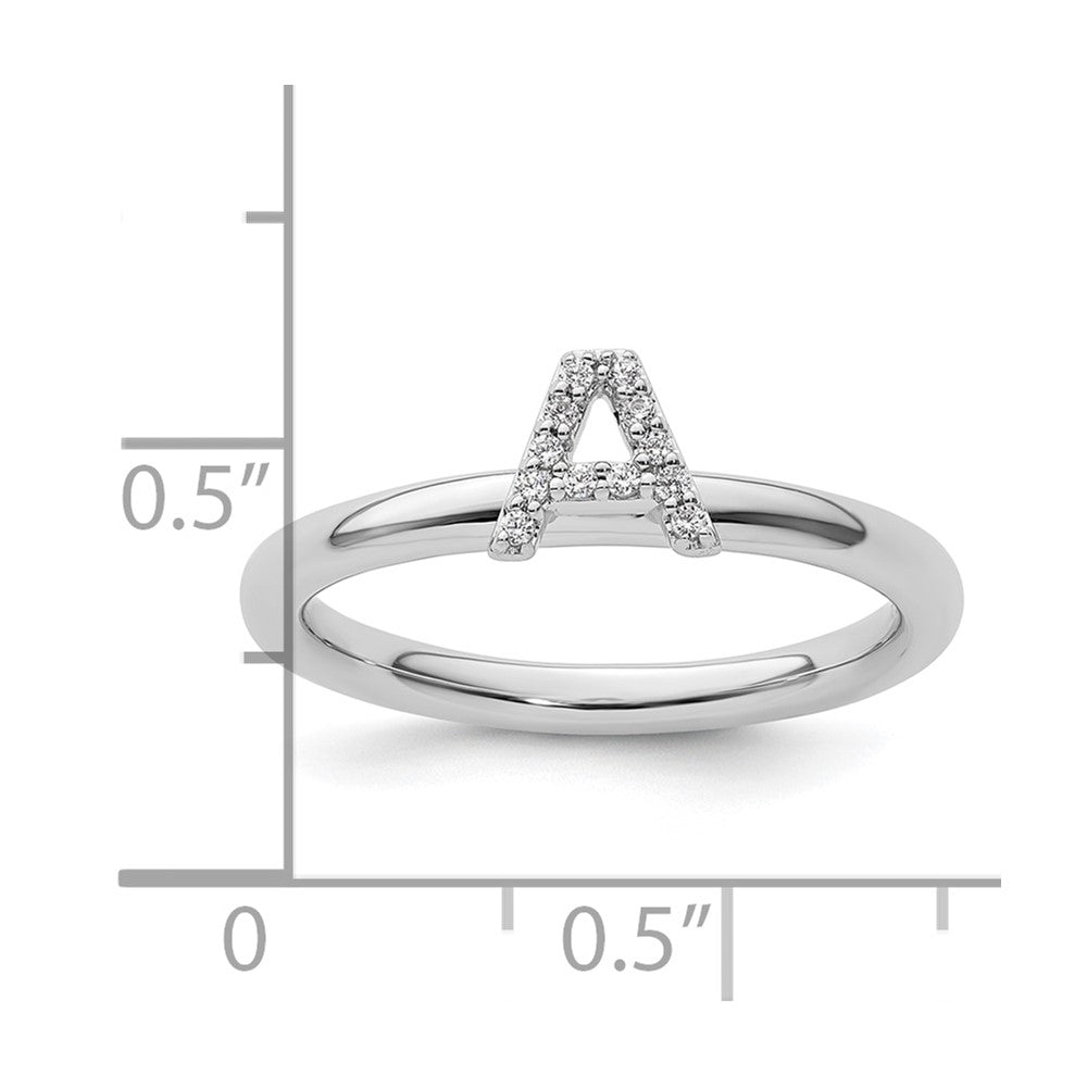 14K Weißgold Stapelbar Diamant Initiale A Größe 7 Ring