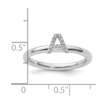 14K Weißgold Stapelbar Diamant Initiale A Größe 7 Ring