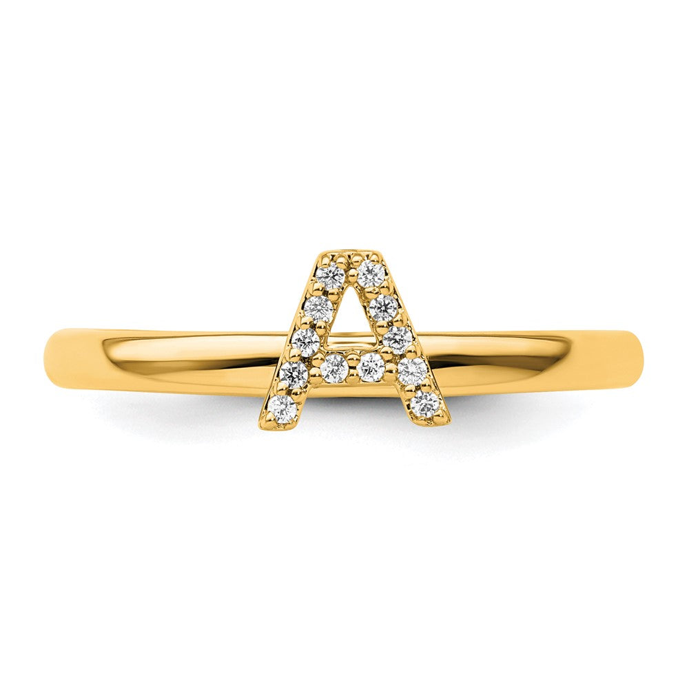 14K Gelbgold Stapelbar Diamant Initiale A Größe 7 Ring