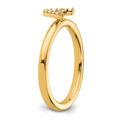 14K Gelbgold Stapelbar Diamant Initiale A Größe 7 Ring