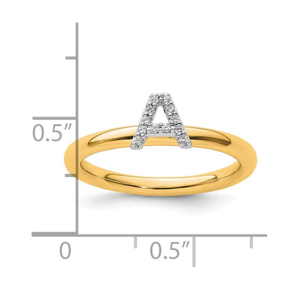 14K Gelbgold Stapelbar Diamant Initiale A Größe 7 Ring
