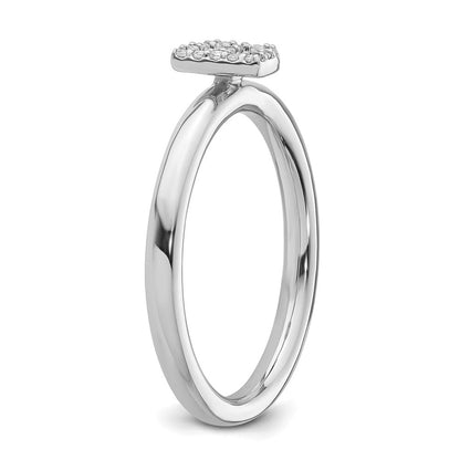 14K Weißgold Stapelbar Diamant Initiale B Größe 7 Ring