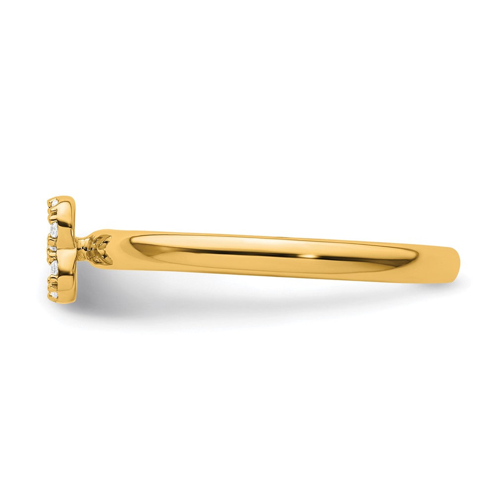 14K Gelbgold Stapelbar Diamant Initiale B Größe 7 Ring
