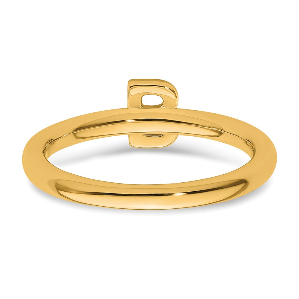 14K Gelbgold Stapelbar Diamant Initiale B Größe 7 Ring
