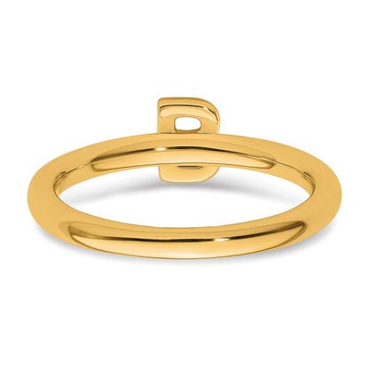 14K Gelbgold Stapelbar Diamant Initiale B Größe 7 Ring