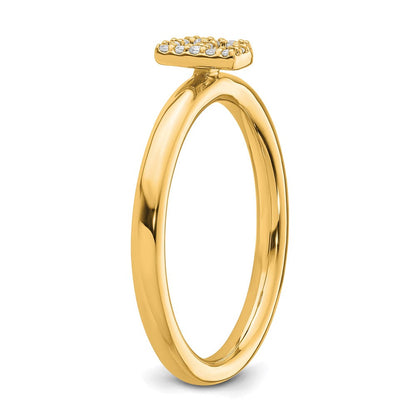 14K Gelbgold Stapelbar Diamant Initiale B Größe 7 Ring