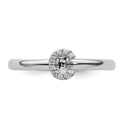 14K Weißgold Stapelbar Diamant Initiale C Größe 7 Ring
