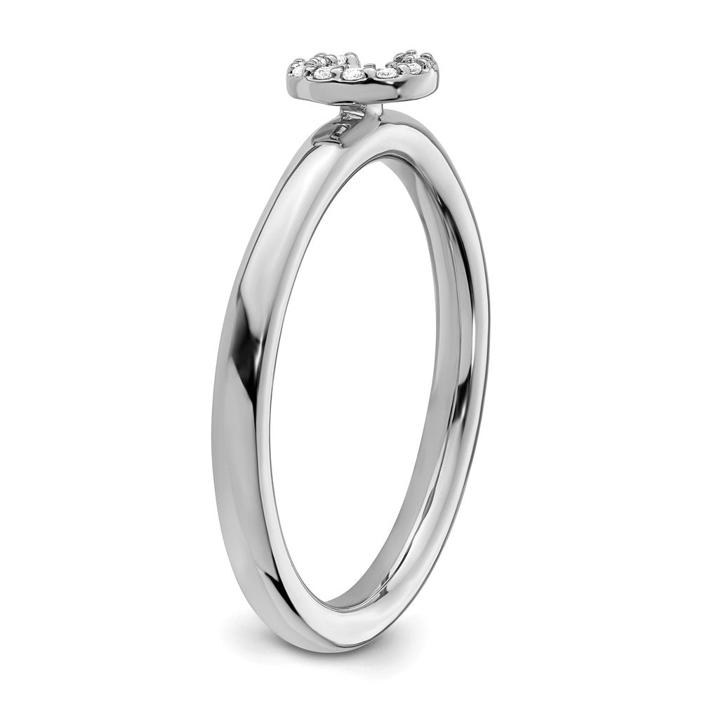 14K Weißgold Stapelbar Diamant Initiale C Größe 7 Ring