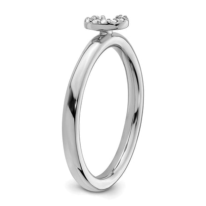 14K Weißgold Stapelbar Diamant Initiale C Größe 7 Ring