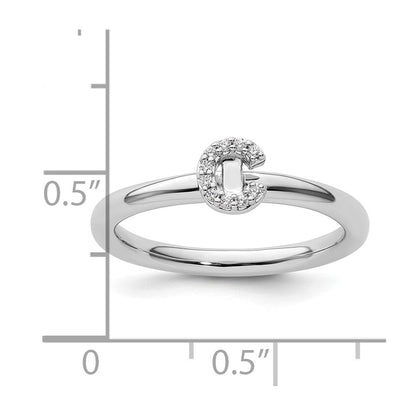 14K Weißgold Stapelbar Diamant Initiale C Größe 7 Ring