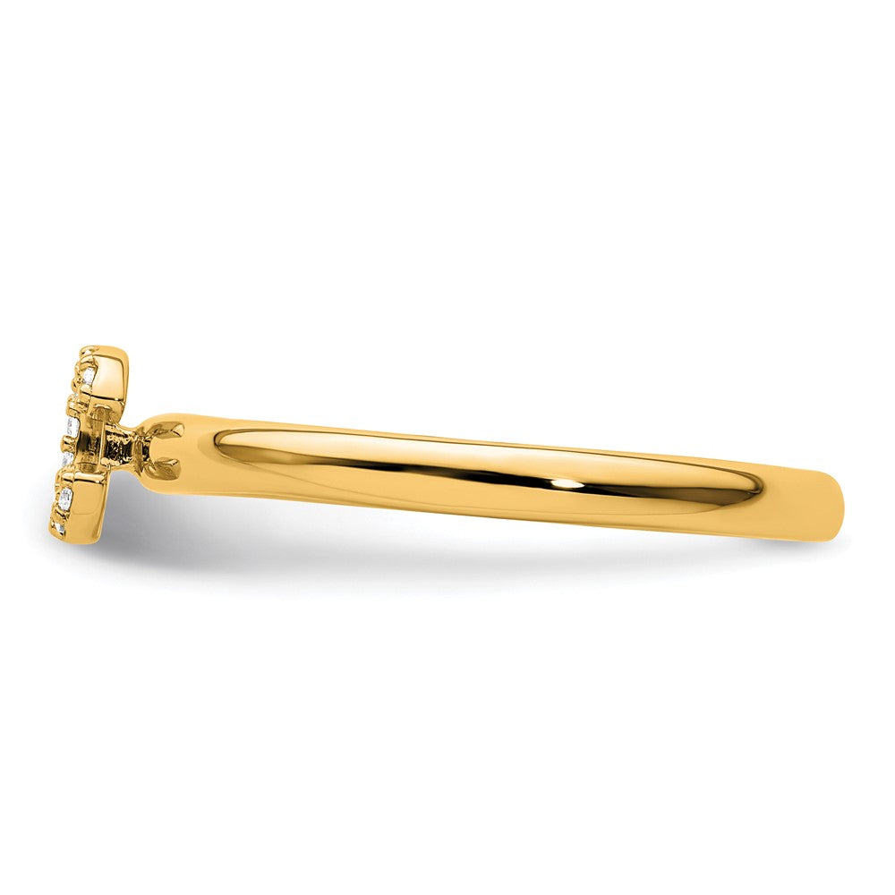 14K Gelbgold Stapelbar Diamant Initiale C Größe 7 Ring