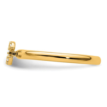 14K Gelbgold Stapelbar Diamant Initiale C Größe 7 Ring