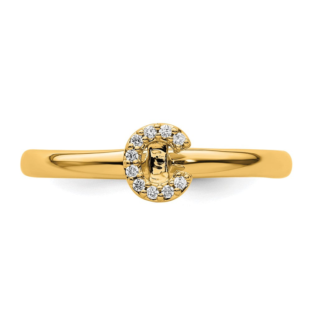 14K Gelbgold Stapelbar Diamant Initiale C Größe 7 Ring