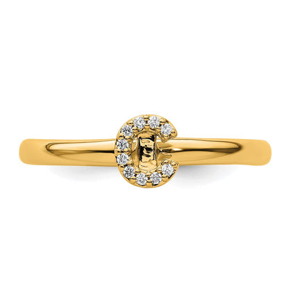 14K Gelbgold Stapelbar Diamant Initiale C Größe 7 Ring