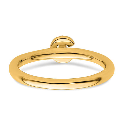 14K Gelbgold Stapelbar Diamant Initiale C Größe 7 Ring