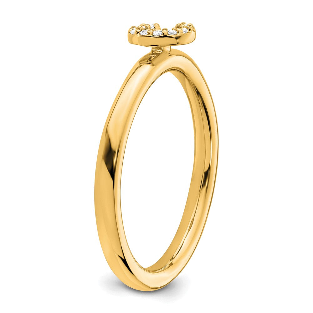 14K Gelbgold Stapelbar Diamant Initiale C Größe 7 Ring