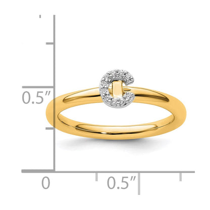 14K Gelbgold Stapelbar Diamant Initiale C Größe 7 Ring