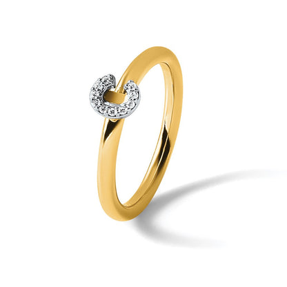 14K Gelbgold Stapelbar Diamant Initiale C Größe 7 Ring