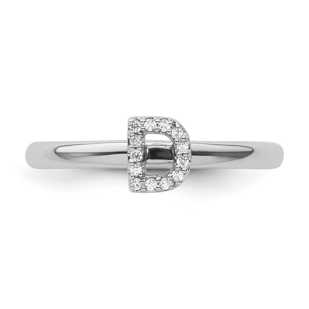 14K Weißgold Stapelbar Diamant Initiale D Größe 7 Ring