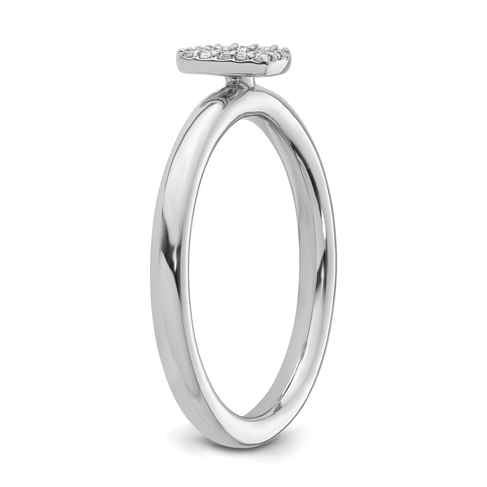 14K Weißgold Stapelbar Diamant Initiale D Größe 7 Ring
