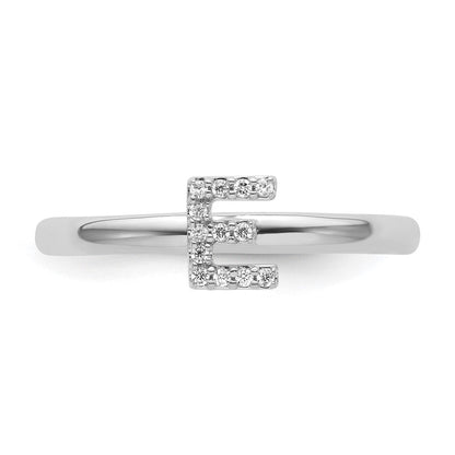 14K Weißgold Stapelbar Diamant Initiale E Größe 7 Ring