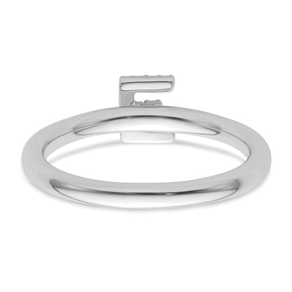 14K Weißgold Stapelbar Diamant Initiale E Größe 7 Ring